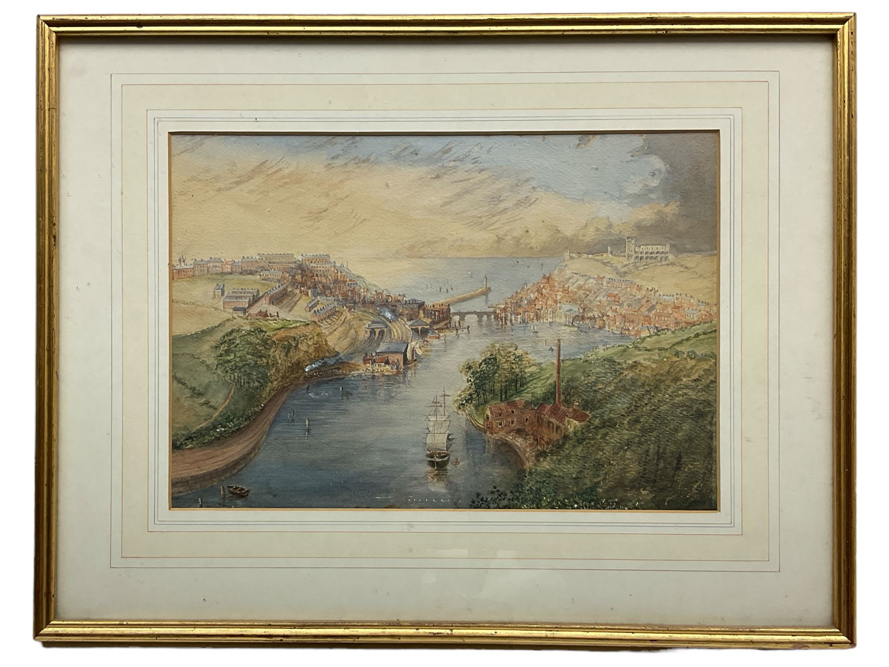 Attrib. John Ruskin (British 1819-1900): 'Whitby', watercolour unsigned, labelled verso 24cm x 35cm