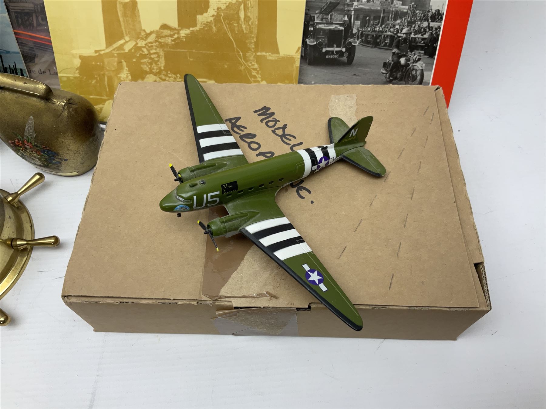 W. Marshall (20th century) - Town Dock Hull; watercolour; gilt frame; two Amy Johnson enamelled brooches as aircraft and Amy Johnson medallion; and quantity of books and booklets of Hull interest