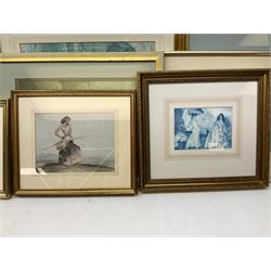 After Sir William Russell Flint (Scottish 1880-1969): 'Negro Dancers – Victoria Ora and Serafina' and 'Basket Makers', pair colour prints together with 7 others after the same hand max 24cm x 35cm (9)
