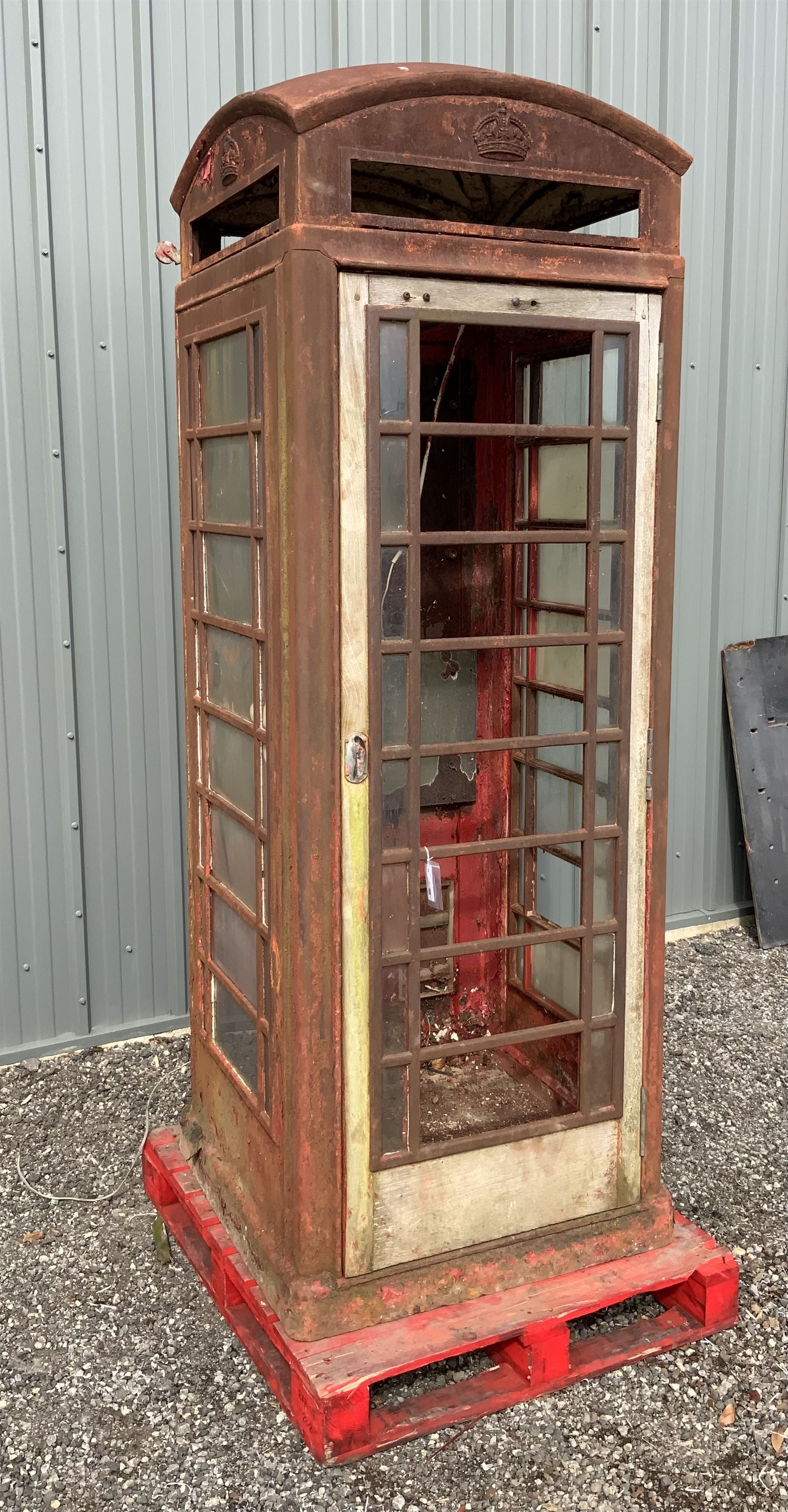 Original 1936 K6 telephone box, Tudor Crown top, painted red - THIS LOT IS TO BE COLLECTED BY APPOINTMENT FROM DUGGLEBY STORAGE, GREAT HILL, EASTFIELD, SCARBOROUGH, YO11 3TX