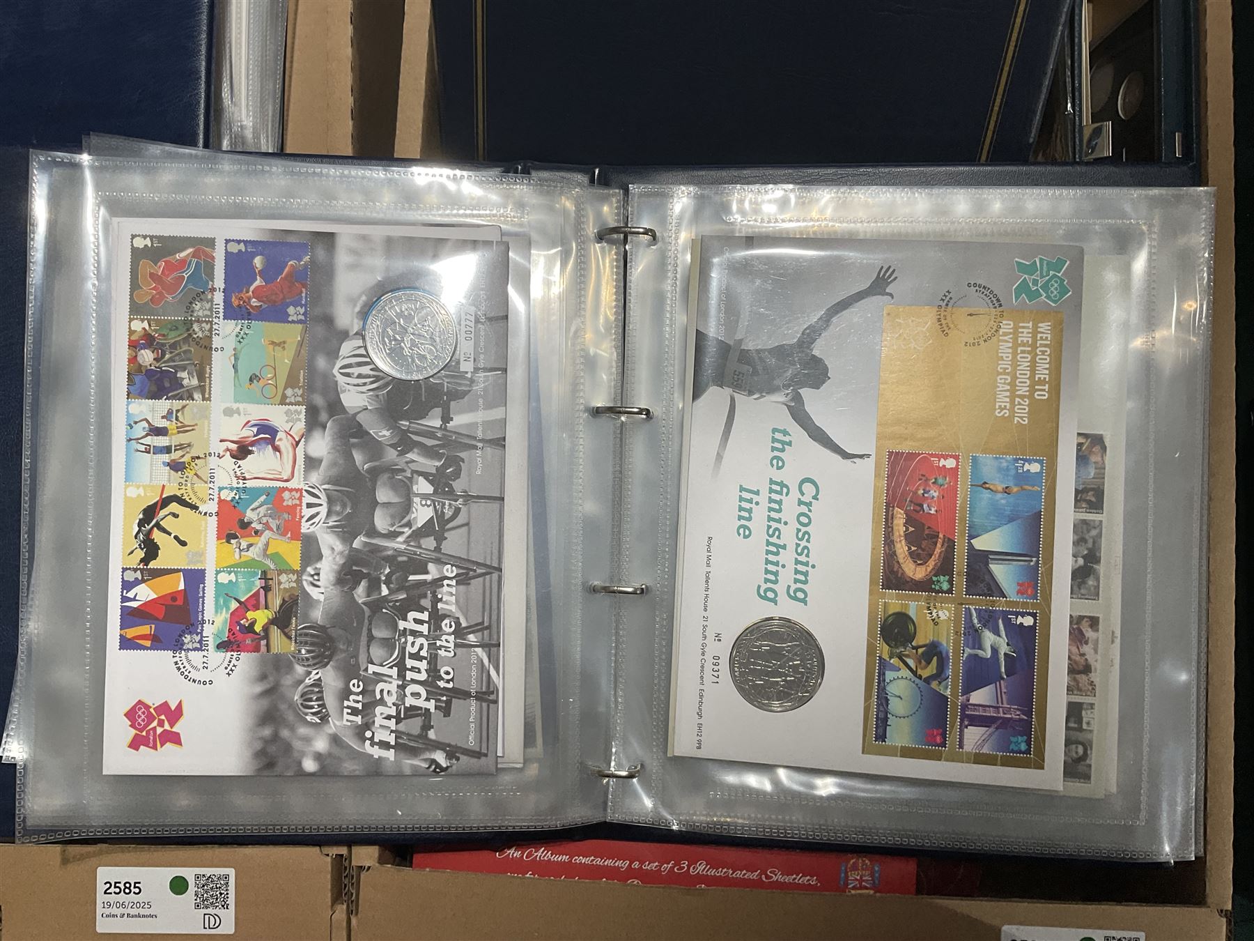 Approximately one hundred and fifteen Royal Mint coin covers, in two ring binder folders and loose, together with approximately 53 grams of Great British pre-1920 and approximately 68 grams of Great British pre-1947 silver threepence coins, and a small quantity of further pre-decimal coins