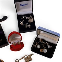 Tissot PR50 watch, boxed, together with silver heart earrings and a collection of cufflinks