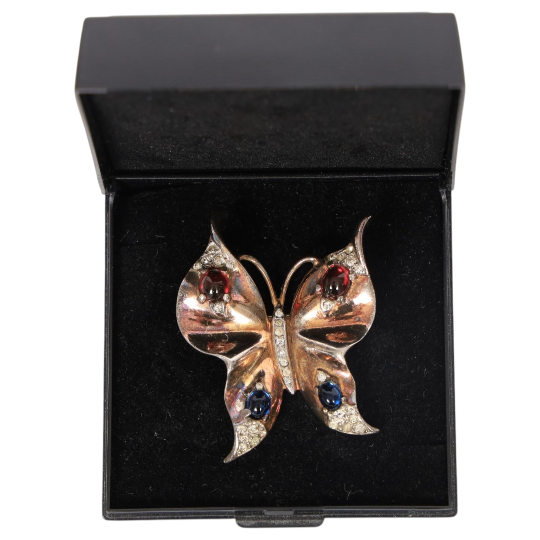 Trifari silver butterfly brooch and a gilt metal ceramic cameo brooch