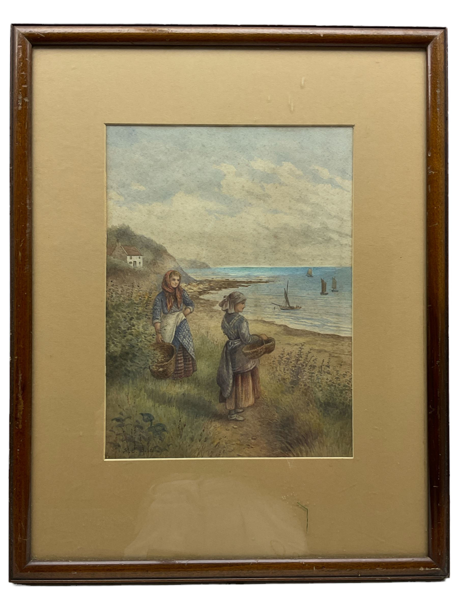 Kate E Booth (British fl.1850-1898): Lady Palmer's Cottage Runswick Bay, watercolour signed 29cm x 22cm