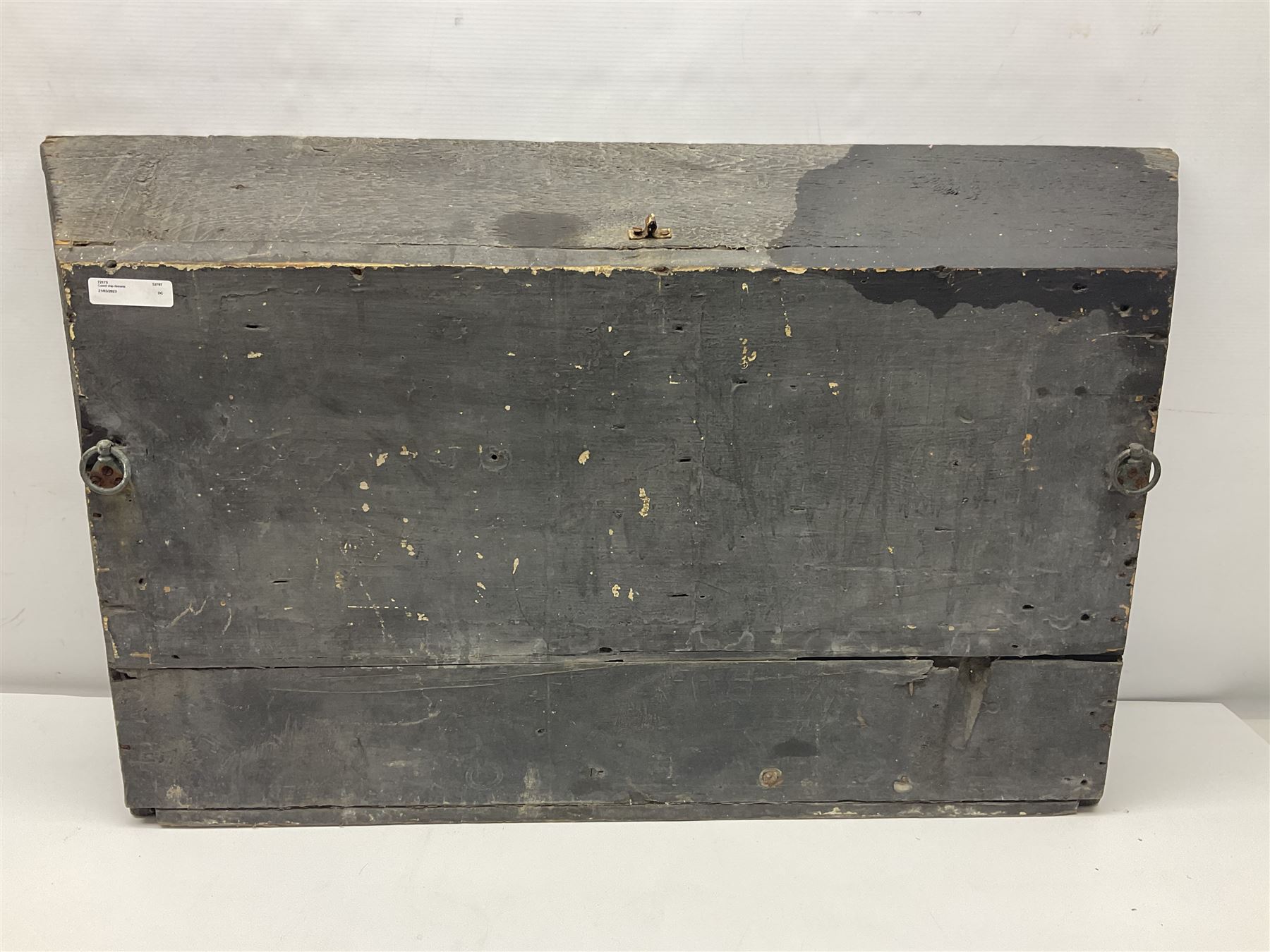 Ship Diorama, three-masted clipper at sea against a painted background, H52cm, L87cm