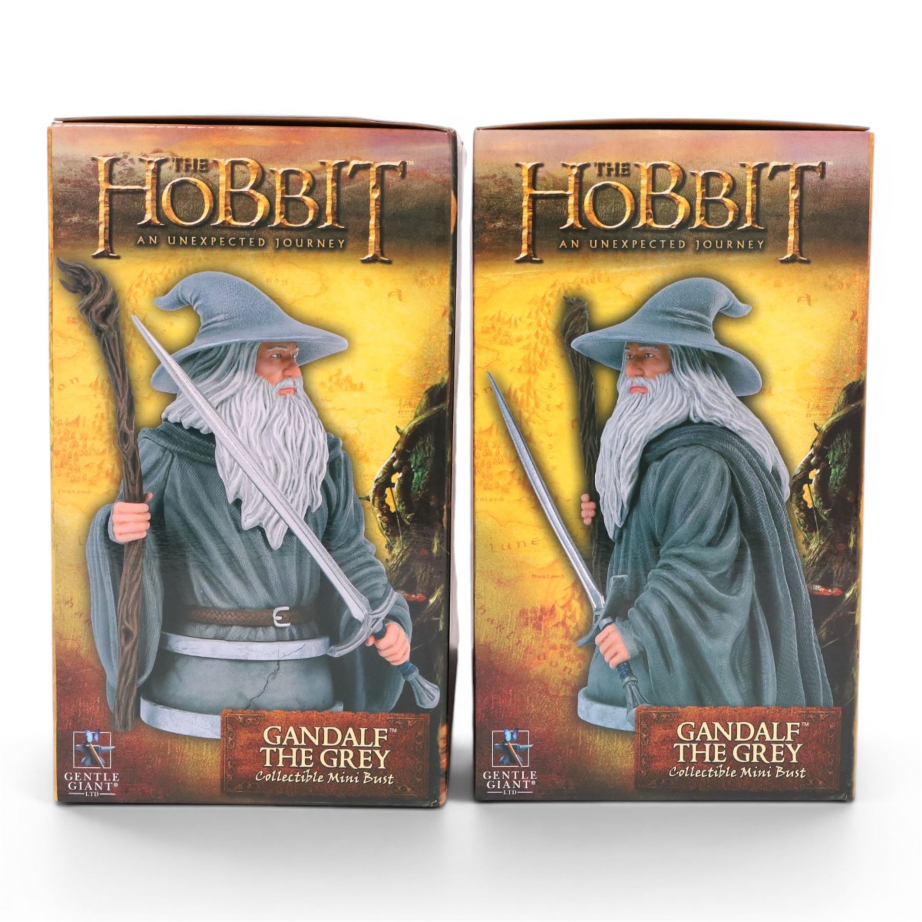 Two limited edition Gentle Giant The Hobbit An Unexpected Journey Gandalf The Grey Collectible Mini Busts, both boxed with certificates of authenticity