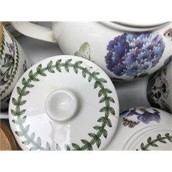 Portmeirion Botanical Garden tea and dinner wares, to include coffee pot, coffee press, teapot, eight coffee cans and saucers, ten teacups and saucers of various sizes, six herb jars, four dinner plates, various serving dishes etc (70) 