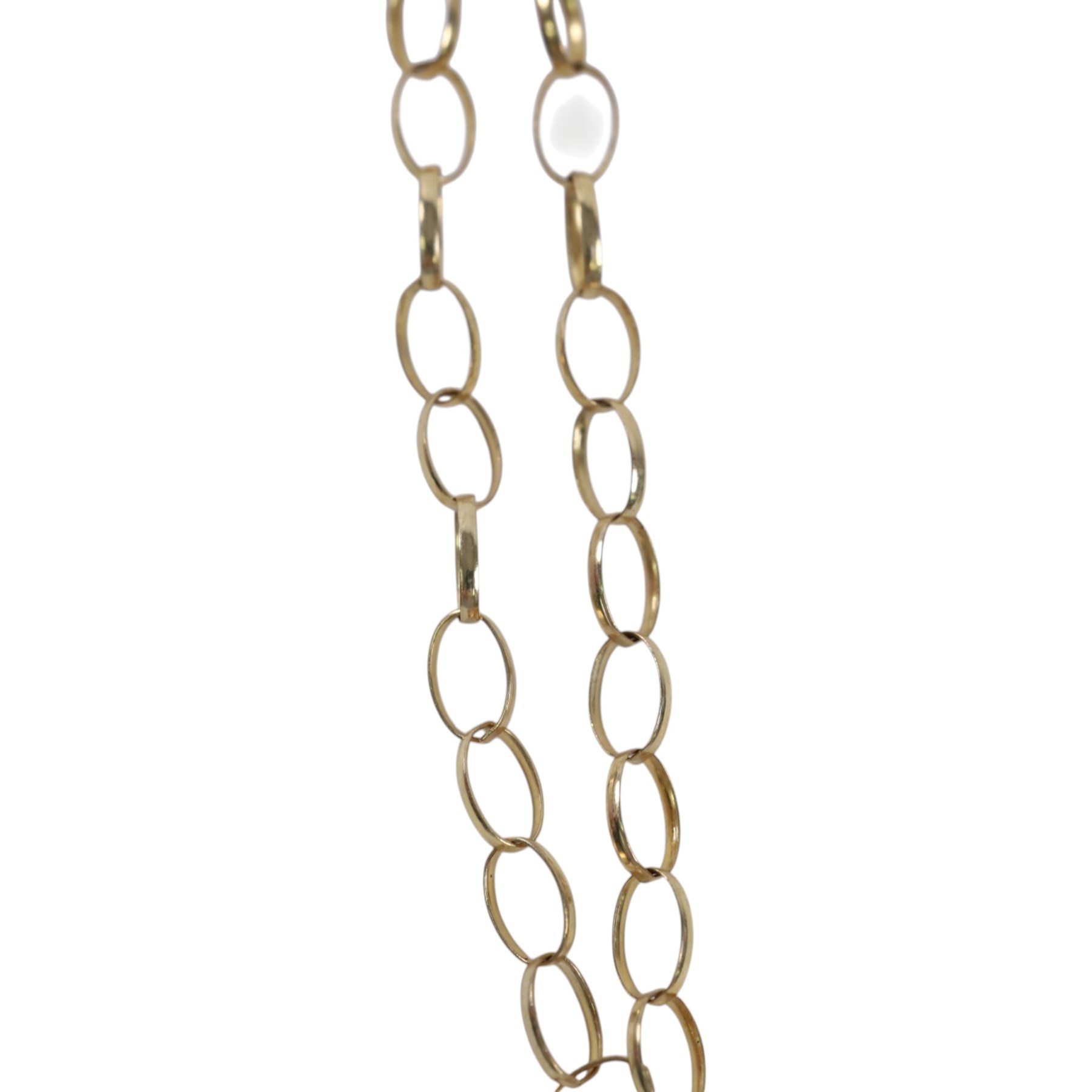 9ct gold cable link chain necklace, with T bar pendant, Birmingham 2001