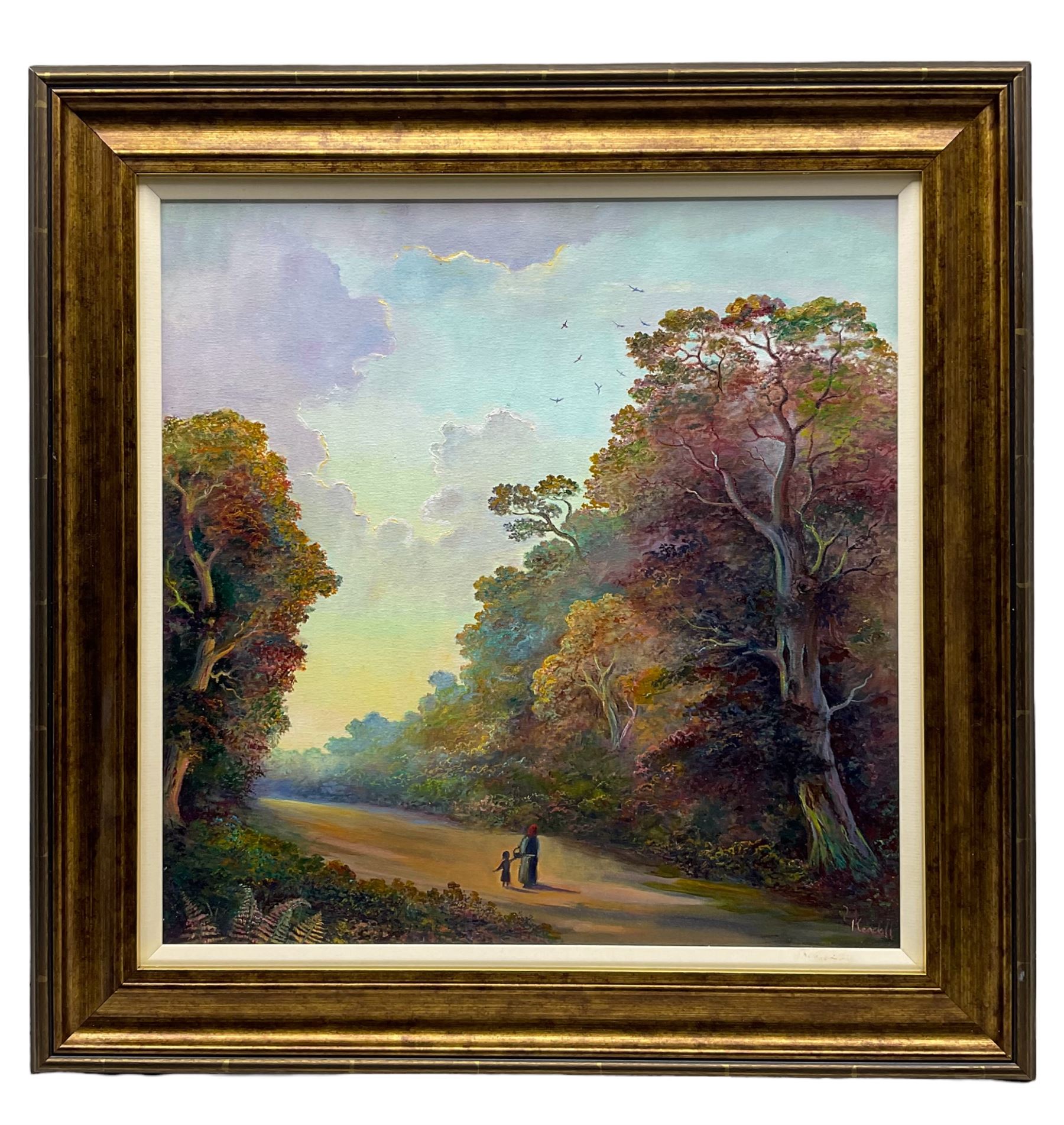 Bruce Kendall (British Contemporary): ‘The Avenue - Temple Newsam’ Leeds, oil on board signed 45cm x 45cm