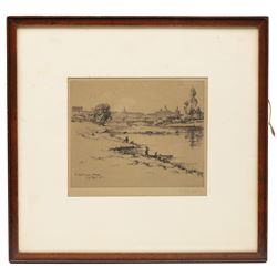 After Robert Morden (British 1650-1703): 'The County Palatine of Chester', hand coloured etching; together with a collection of architectural etchings and ink drawings, variously signed max 38cm x 47cm (6)