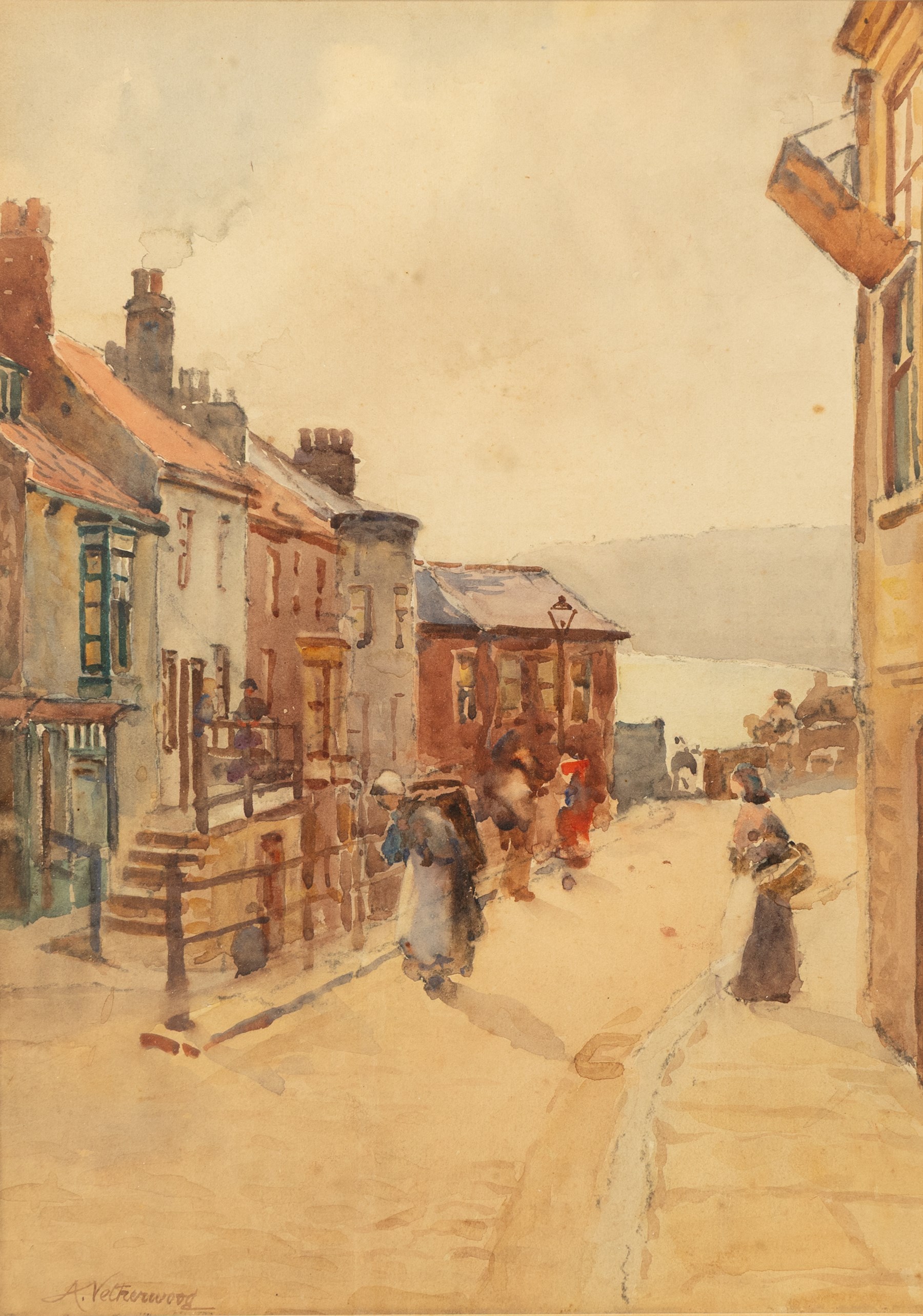 Arthur Netherwood (British 1864-1930): Blands Cliff - Scarborough, watercolour signed 34cm x 24cm