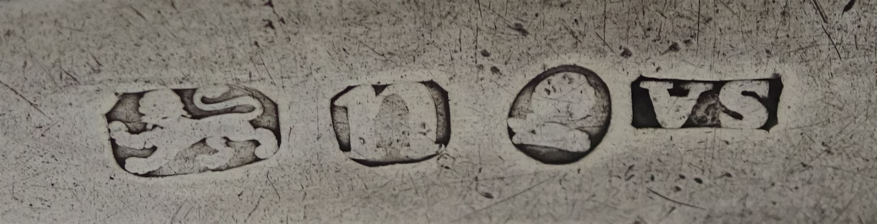 Edwardian silver christening mug by George Nathan & Ridley Hayes, Chester 1909, two silver mustard spoons markers mark P.W, Dublin 1846, six silver napkin rings, silver pierced and engraved picking fork and other flatware, all hallmarked, approx 13.8oz