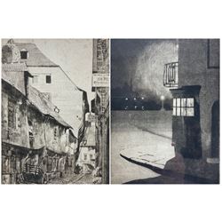 Patrick Lambert Larkin (British 1907-1981): London Street at Dusk, aquatint signed and dated 1923, 22cm x 16cm; A French Street, etching signed and dated 1927 in pencil 26cm x 18cm (2)