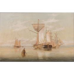 Edward King Redmore (British 1860-1941): Boats Sailing at Sunset, oil on canvas signed in ...