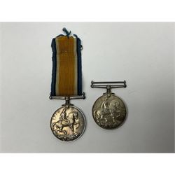 Two pairs of WWI family medals each comprising British War Medal and Victory Medal awarded to 108698 1.A.M. G. Simpson R.A.F. and 99352 Pte. D. Simpson Durh. L.I.; all but one with ribbon