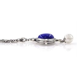 Georg Jensen 2013 Heritage Collection silver lapis lazuli pendant necklace, stamped, boxed 