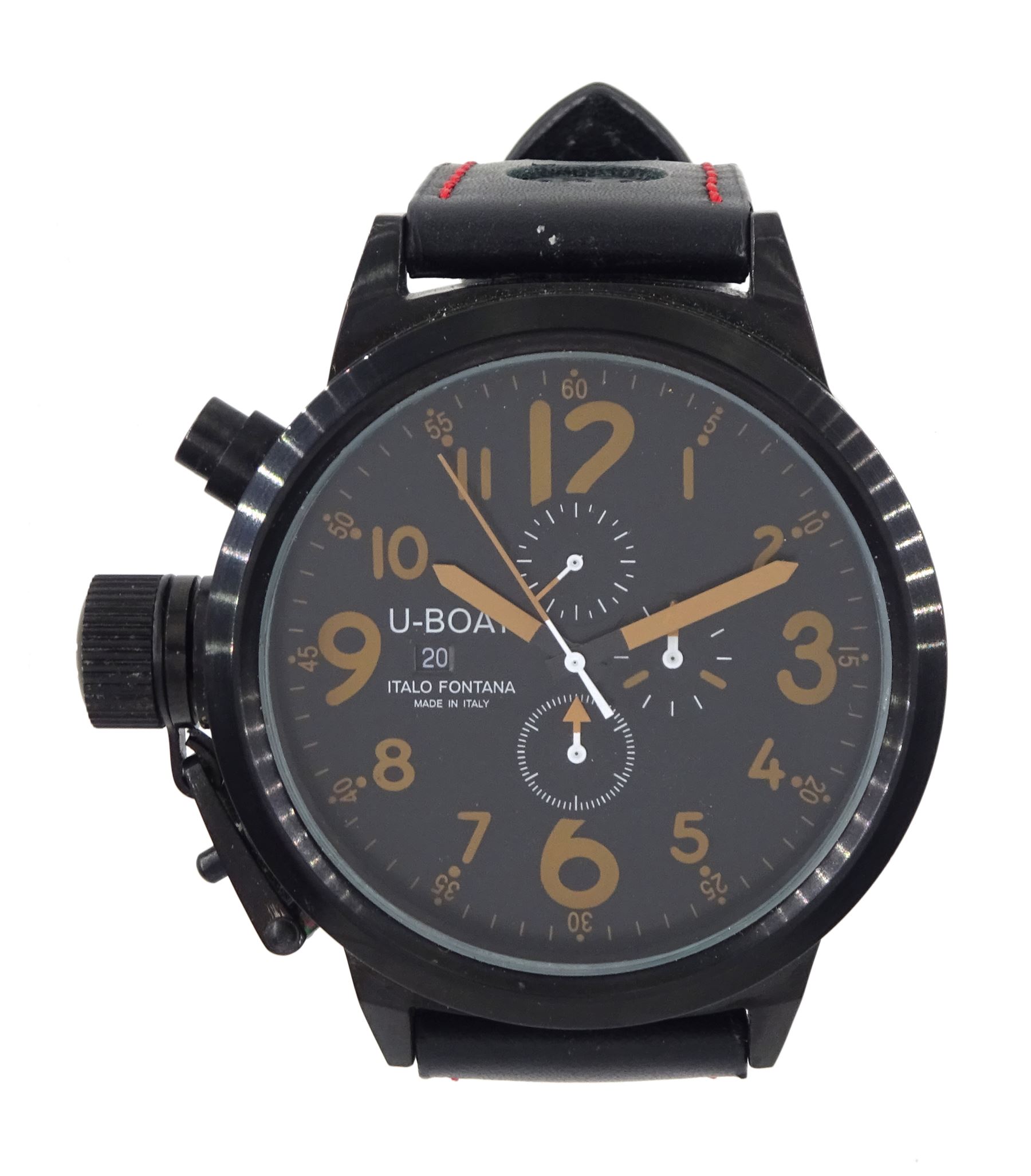 Replica U-Boat Italo Fontana gentleman's quartz wristwatch, on black leather strap