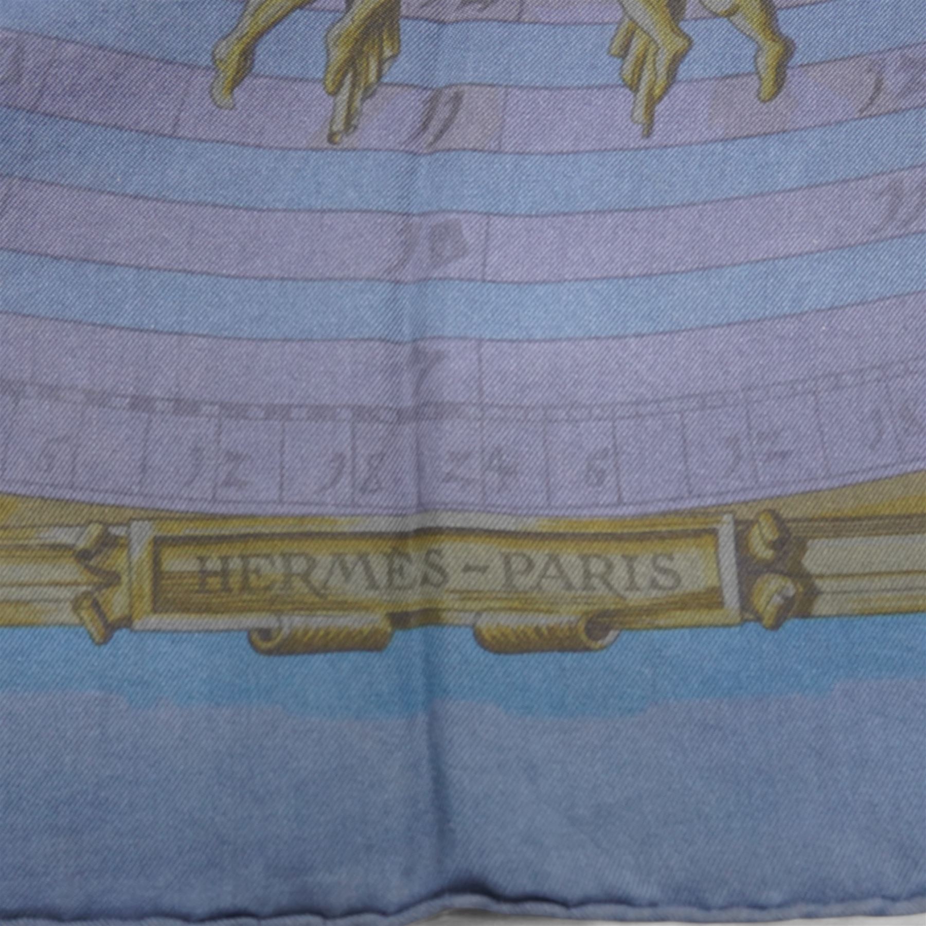 Hermes 'Astrologie' dip dye silk scarf in blue and black colourway, designed by Francoise Facconet, 90cm x 90cm 