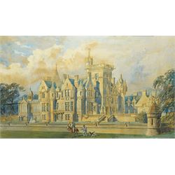 English School (19th/20th century): Kinnettles Castle - Scotland, watercolour unsigned 52cm x 88cm
