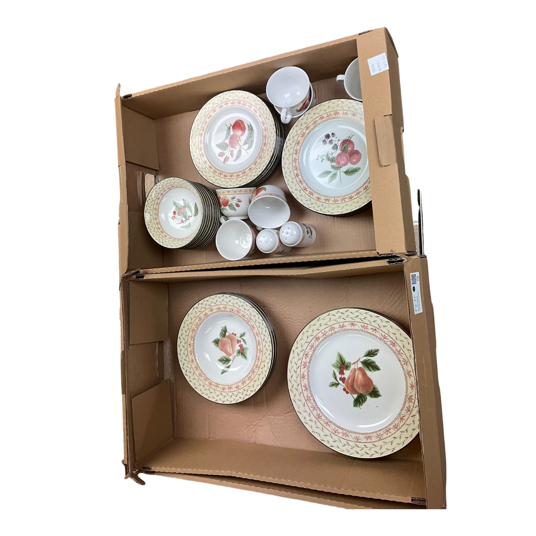 Large collection of Johnson Bro's and matching dinner and teawares, in six boxes 