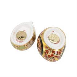 Five Royal Crown Derby paperweights, comprising Ivy hedgehog, Bank Vole, Door Mouse, Meadow Rabbit and Rabbit, all with gold stoppers 