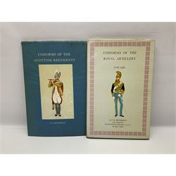 Set of six 1960s books on British Uniforms published by Hugh Evelyn London comprising Cavalry Uniforms of the British Army, Uniforms of the Royal Artillery, Uniforms of the Scottish Regiments, Uniforms of the Yeomanry Regiments and Infantry Uniforms of the British Army Series 1 & 2; all with dustjackets