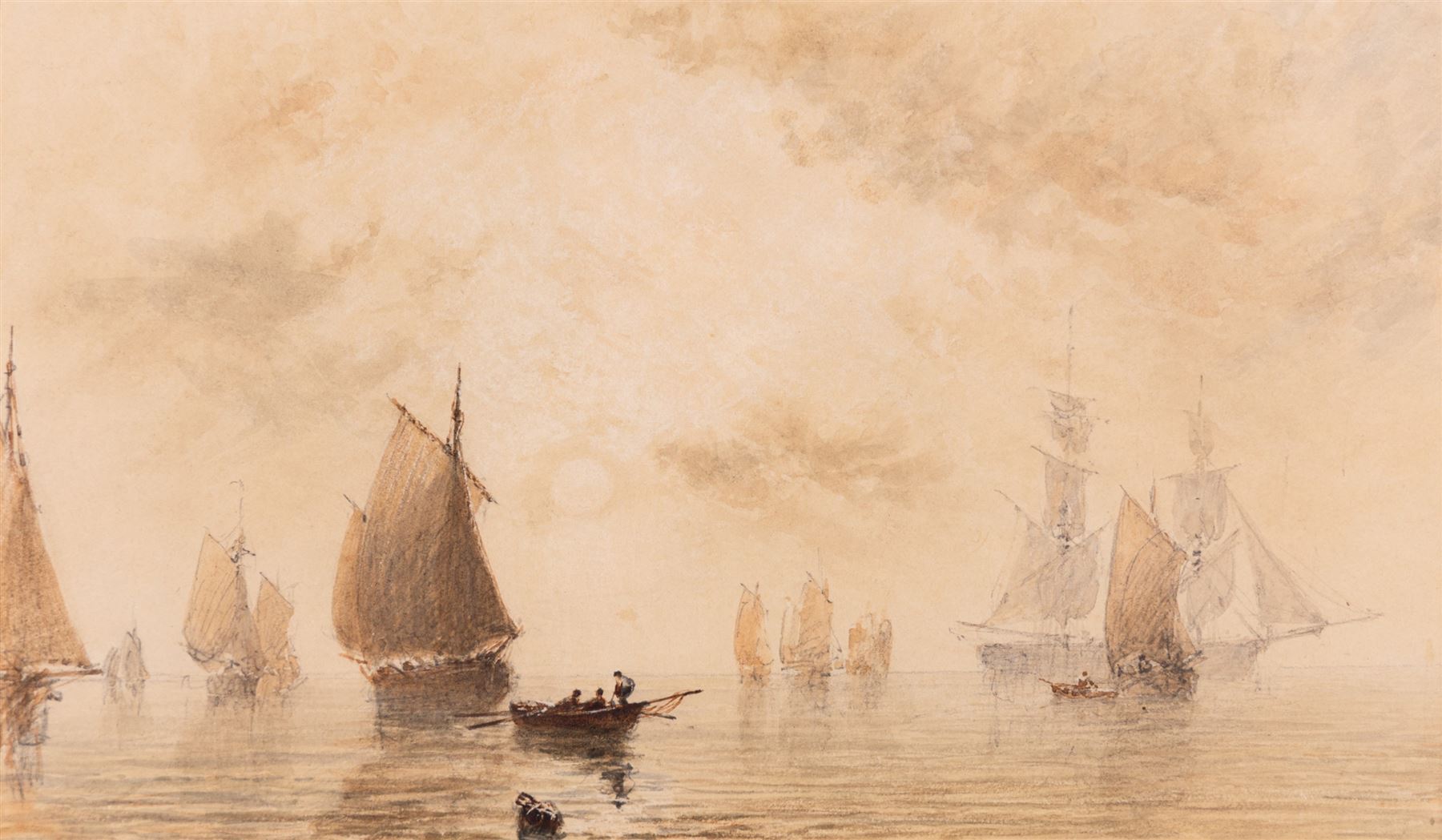 George Weatherill (British 1810-1890): 'Off Robin Hood's Bay', watercolour and pencil unsigned, titled verso 14.5cm x 24.5cm