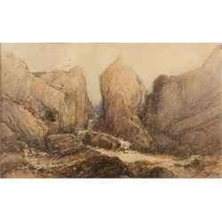 Paul Marny (French/British 1829-1914): Rocky Coastline, watercolour signed 35cm x 57cm