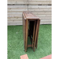 Winchester Collection - 20th century teak garden table drop-leaf table and set four matching folding chairs - THIS LOT IS TO BE COLLECTED BY APPOINTMENT FROM DUGGLEBY STORAGE, GREAT HILL, EASTFIELD, SCARBOROUGH, YO11 3TX