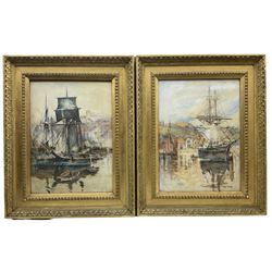 Alfred George Morgan (British 1848-1930): Whitby Harbour, pair watercolours signed 46cm x 33cm (2)