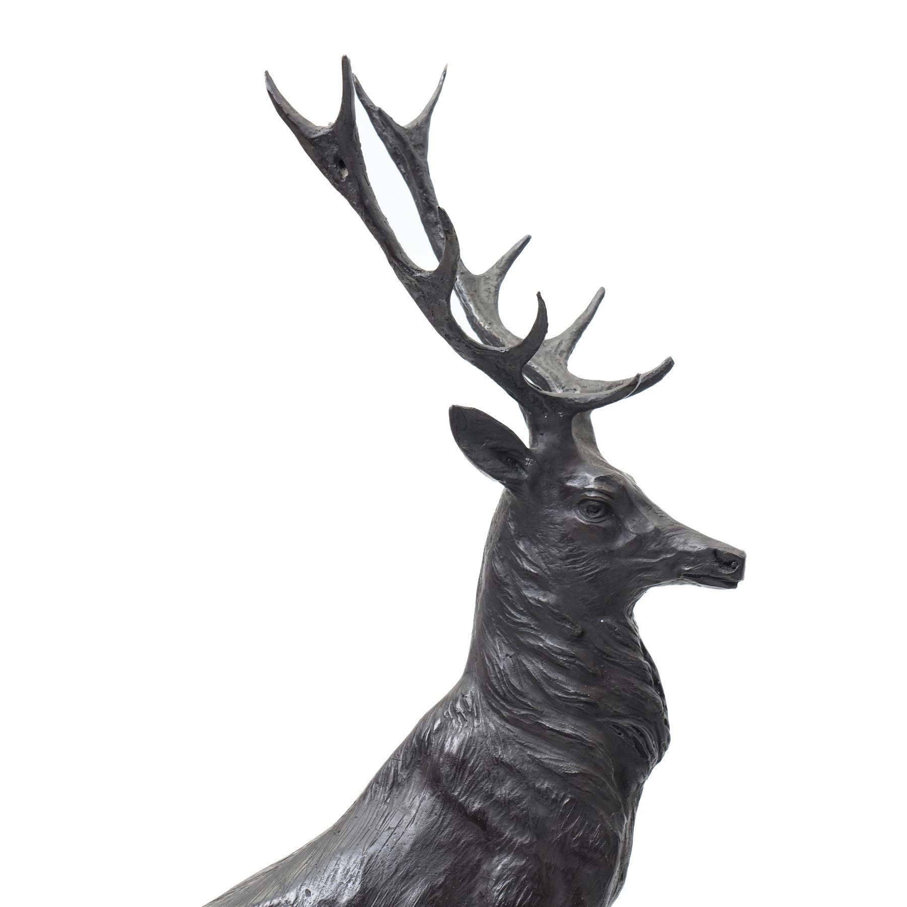 After Moignier - Pair of large bronze stags on marble bases H71cm