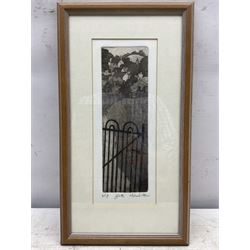 Michael Atkin (Scarborough 1952-): 'Gate', artist's proof drypoint etching signed titled and numbered 2/3, 24cm x 8cm