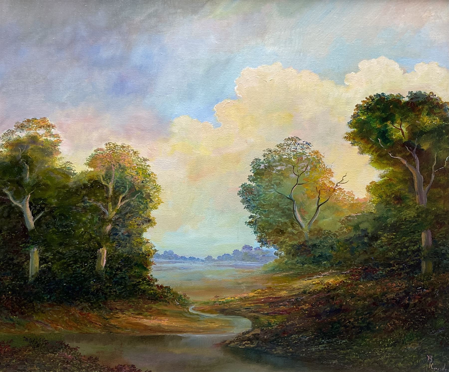 Bruce Kendall (British Contemporary): 'A Wooded Landscape', oil on canvas signed, titled verso 49cm x 59cm