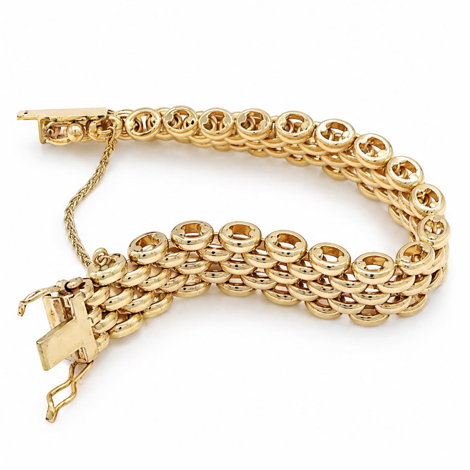 9ct gold five row brick link bracelet, Birmingham 1993