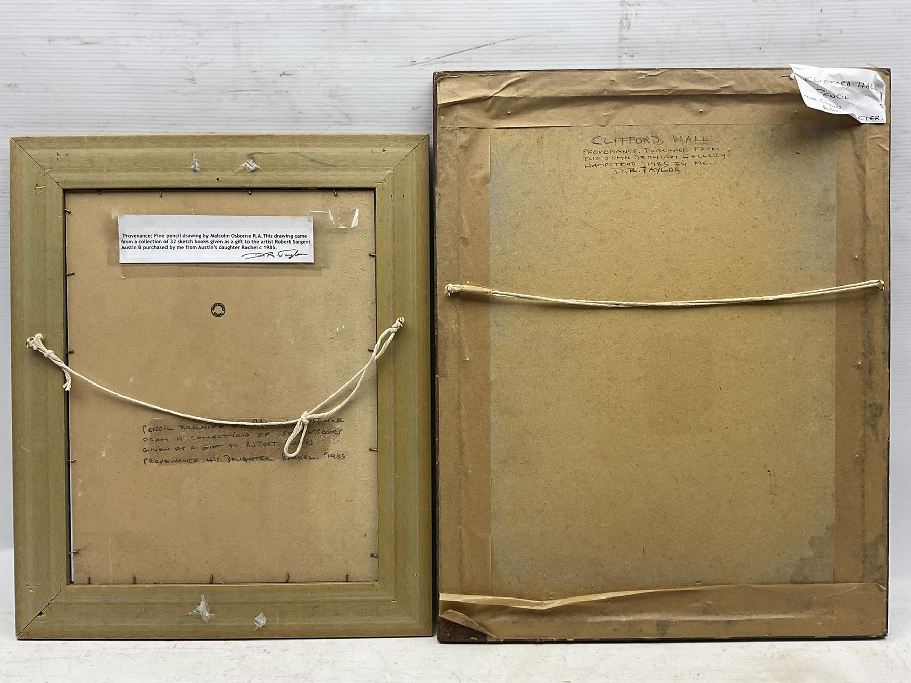 Malcolm Osborne CBE RA PPRE (British 1880-1963): Figure Studies, penceil unsigned, provenance verso 13cm x 9cm; Clifford Hall (British 1904-1973): The Clown 'Albert Procter', pencil titled unsigned, provenance verso 18cm x 11cm (2)