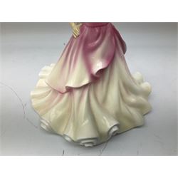 Five Royal Doulton figures from the Pretty Ladies collection, comprising Spring Ball HN5467, Autumn Ball 5465, Summer Ball HN5464, Summer HN5322 and Spring HN5321
