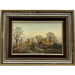 Vincent Selby (British 1919-2004): Village scene - Frosty Morning, oil on board signed 19cm x 29cm