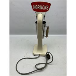 1950s Horlicks advertising shop counter electric mixer, with chrome fittings and stainless steel cup engraved Horlicks with wood handle, H50cm