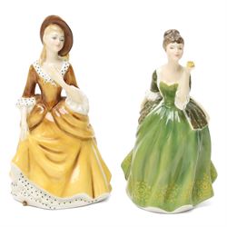 Royal Doulton figures comprising The Professor HN2281, The Judge HN2443, Julia HN2705, Fleur HN2368, Sandra HN2275, Ninette HN2379 and an English Setter with pheasant HN2529 (7)