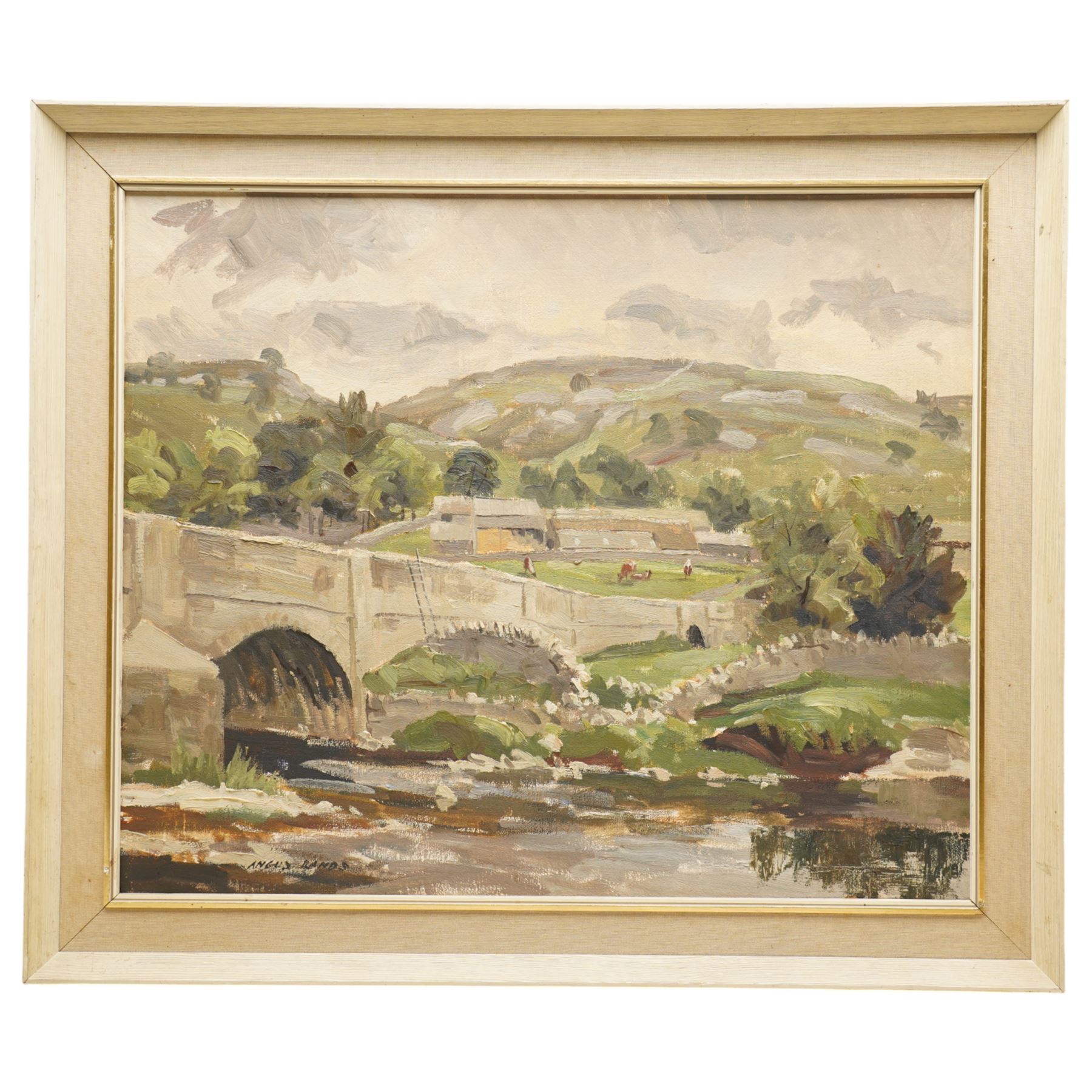 Angus Bernard Rands (Yorkshire 1922-1985): 'Conistone Bridge - Wharfdale', oil on board signed, titled and dated 1968 verso 49cm x 59cm