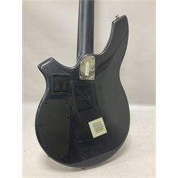 Music Man Bongo 4 string bass guitar, in sapphire black finish, serial no F42547, in black Music Man hard case, guitar L113cm