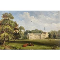 JL Roberts (British 19th century): ‘The Old Hall - Anlaby East Yorkshire, oil on panel signed, titled and dated 1830 verso 19cm x 29cm