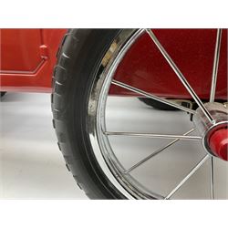 Red child's tin-plate pedal car with chrome detail, by Posh Paddles, Scarborough, H56cm, L80cm