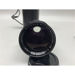 Olympus Pen FV camera body, serial no. 120981, with 'Olympus F.Zuiko Auto-S 1:1.8 f=38mm' lens, serial no. 251523, 'Olympus Zuiko Auto-zoom1:3.5 f=50-90mm, serial no. 135752 and clip on shoe