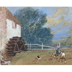 Myles Birket Foster RWS (British 1825-1899): 'The Watermill', gouache unsigned, titled on label verso, 6.5cm x 8.5cm
Provenance: Exh. The Fine Art Society 1947, label verso