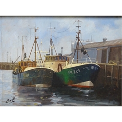  Don Micklethwaite (British 1936-): 'Fish Market', Scarborough, oil on canvas board signed 29cm x 40cm   