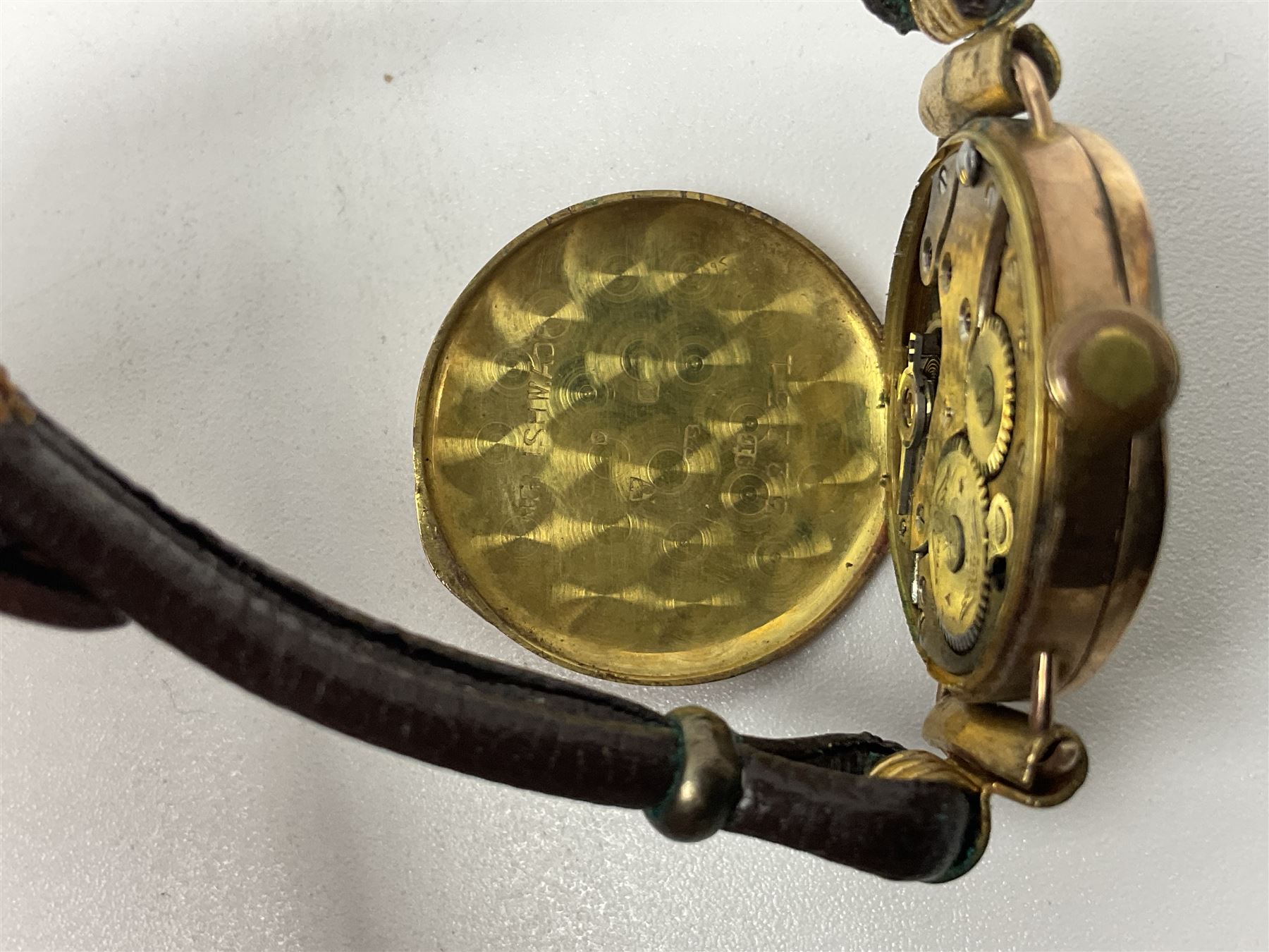 Victorian and later 9ct gold jewellery including glazed photo pendant, three gold cased wristwatches, signet ring and a cameo brooch, all hallmarked and silver jewellery including fobs, wristwatch, brooches and rings etc 