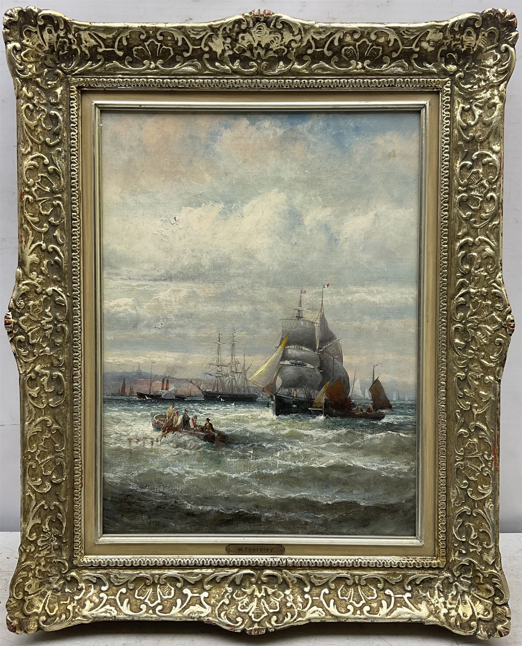 William Anslow Thornley (British fl.1858-1898): A Busy Shipping Lane, oil on canvas signed 39cm x 29cm