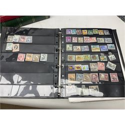 Stamps including Queen Victoria Queensland, modern Australia, King Edward VII Ceylon and Mauritius, South Africa, Gambia, Falkland Islands, Gold Coast, Ireland etc, housed in seven albums/folders and on loose album pages, in one box