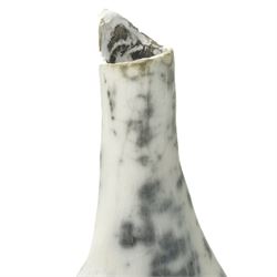 Galea Belinscaia (Yorkshire Contemporary) - Raku fired studio pottery vase of flattened bottle shape decorated in grey and white signed with initials H22cm